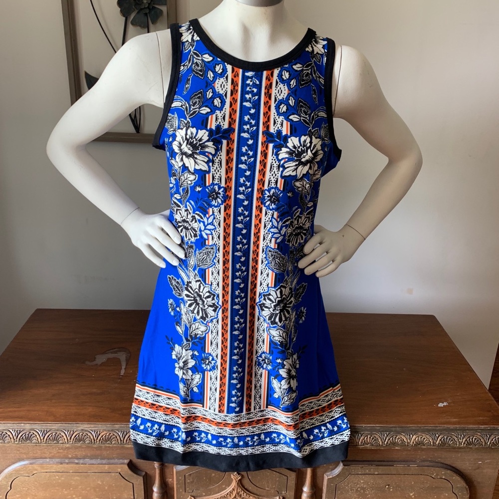 Blue & Orange Sleeveless Dress